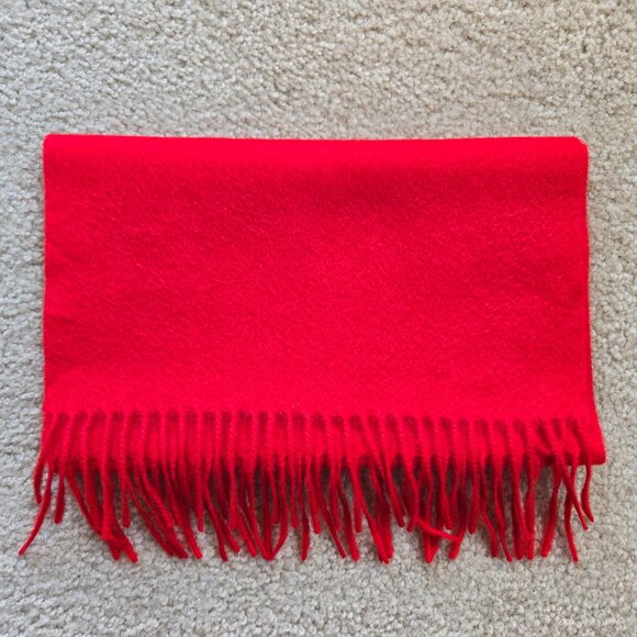 Red Woven Cashmere Scarf With Fringe - Picture 1 of 6
